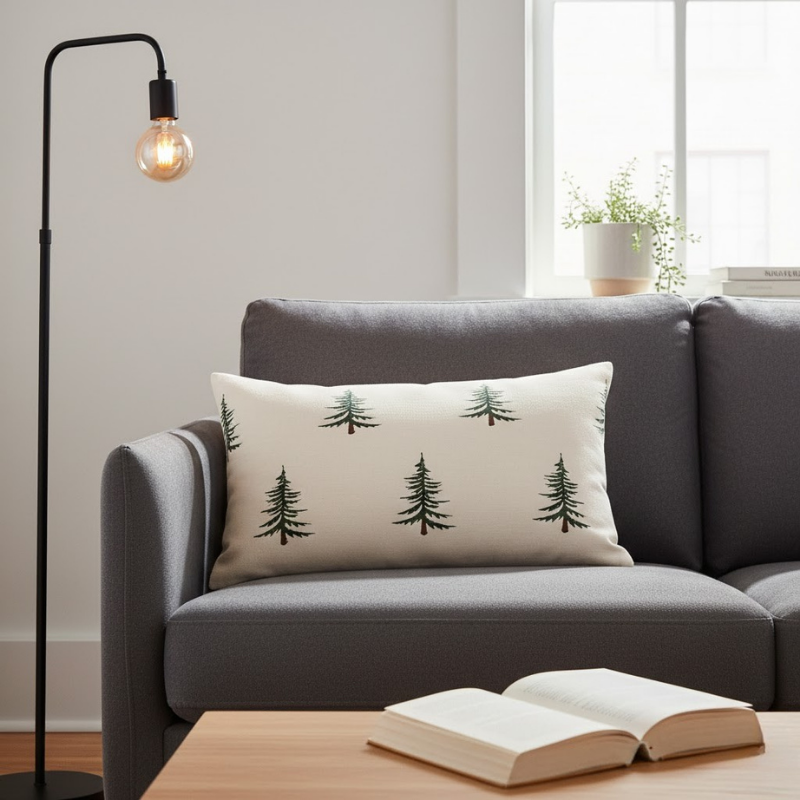 Elegante Kissenbezüge in Grün und Weiß – Festliche Wohnaccessoires