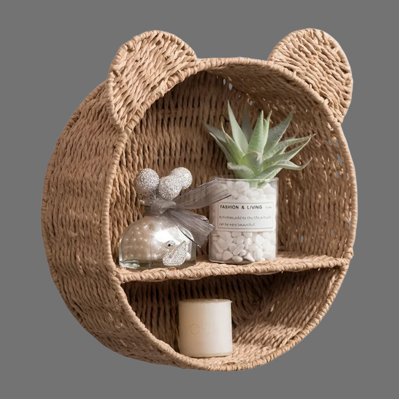 Kreatives Tierregal aus Rattan – Einzigartiges Deko-Element für moderne Interieurs