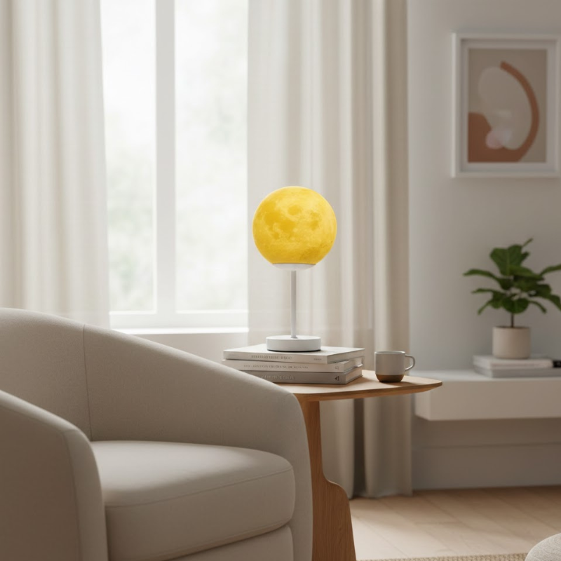 Elegante LED-Tischleuchte „Moon“ – Art-Deco-Design aus Eisen und geflochtenem Rattan