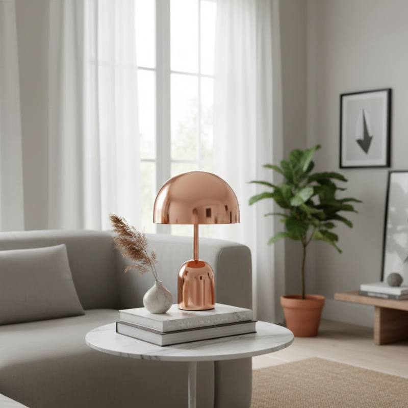 Elegante Tischleuchte in Kupferoptik – Stilvolles Ambientelicht