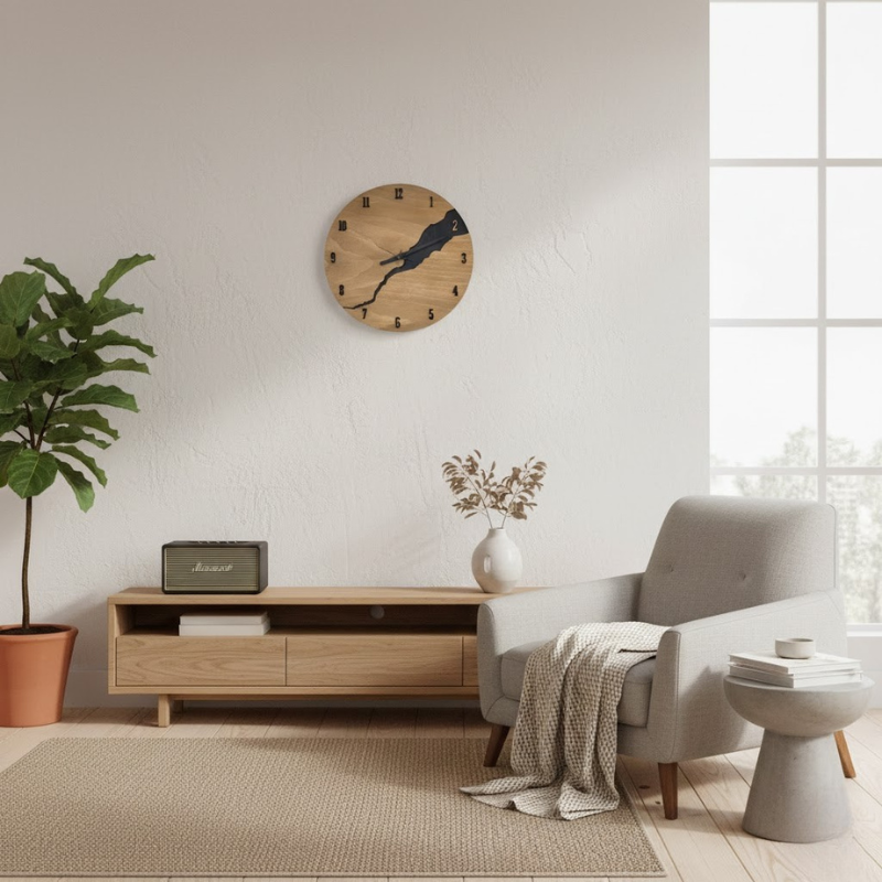 Handgefertigte rustikale Wanduhr aus Holz – Zeitloses Wohnaccessoire