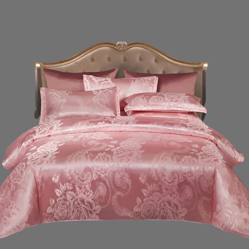 Luxuriöse europäische Satin-Bettwäsche – Elegantes Jacquard-Bettbezug-Set