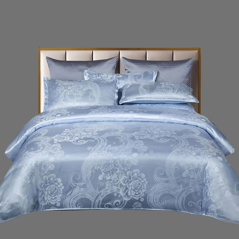 Luxuriöse europäische Satin-Bettwäsche – Elegantes Jacquard-Bettbezug-Set