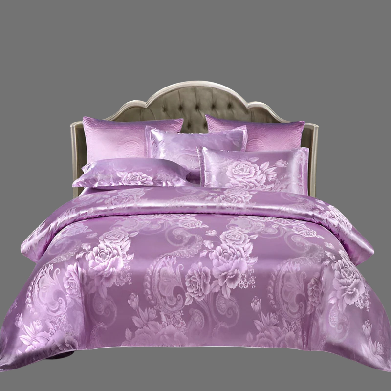 Luxuriöse europäische Satin-Bettwäsche – Elegantes Jacquard-Bettbezug-Set