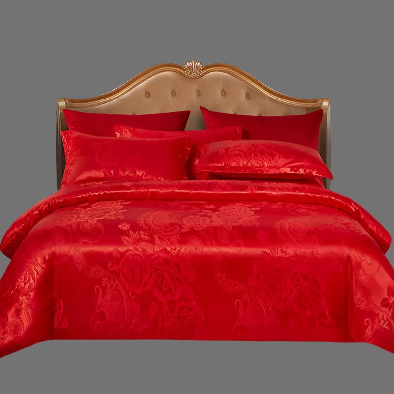 Luxuriöse europäische Satin-Bettwäsche – Elegantes Jacquard-Bettbezug-Set