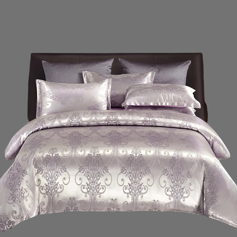 Luxuriöse europäische Satin-Bettwäsche – Elegantes Jacquard-Bettbezug-Set