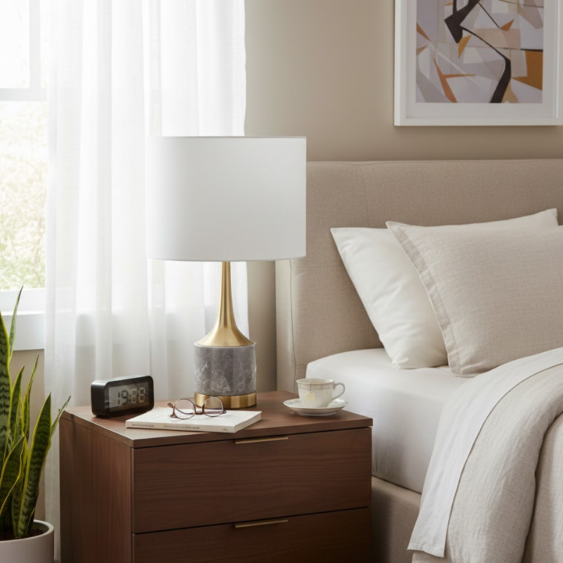 Elegante Marmor-Tischleuchte – Antikgold-Finish für moderne Wohnungen