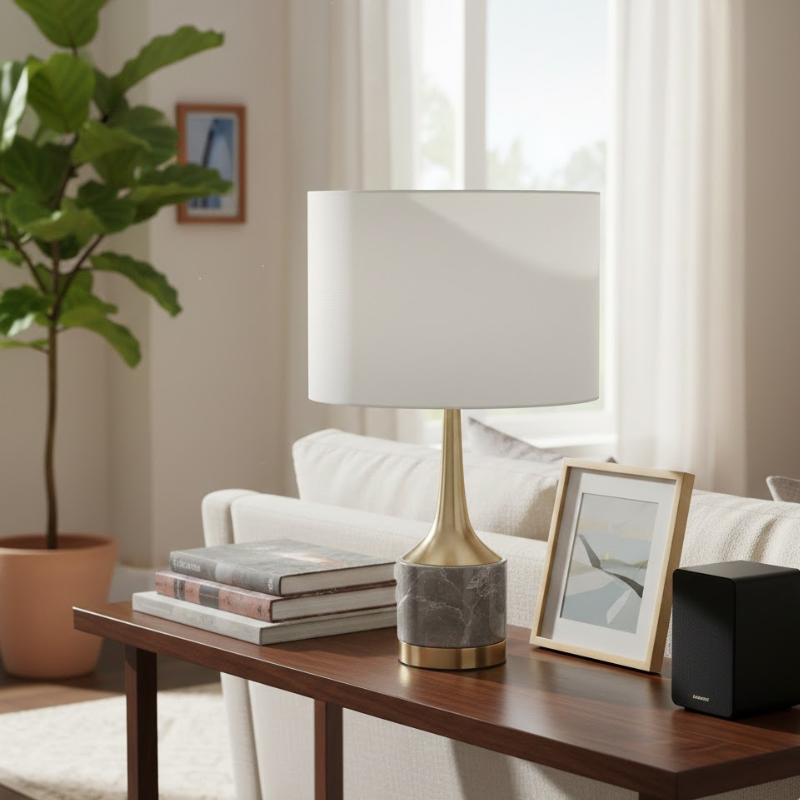 Elegante Marmor-Tischleuchte – Antikgold-Finish für moderne Wohnungen