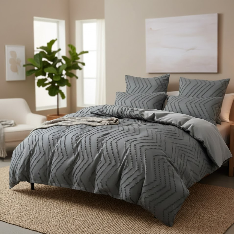 Atmungsaktiver Leinen-Bettbezug – Sommerstreifen, seidig weich und waschbar