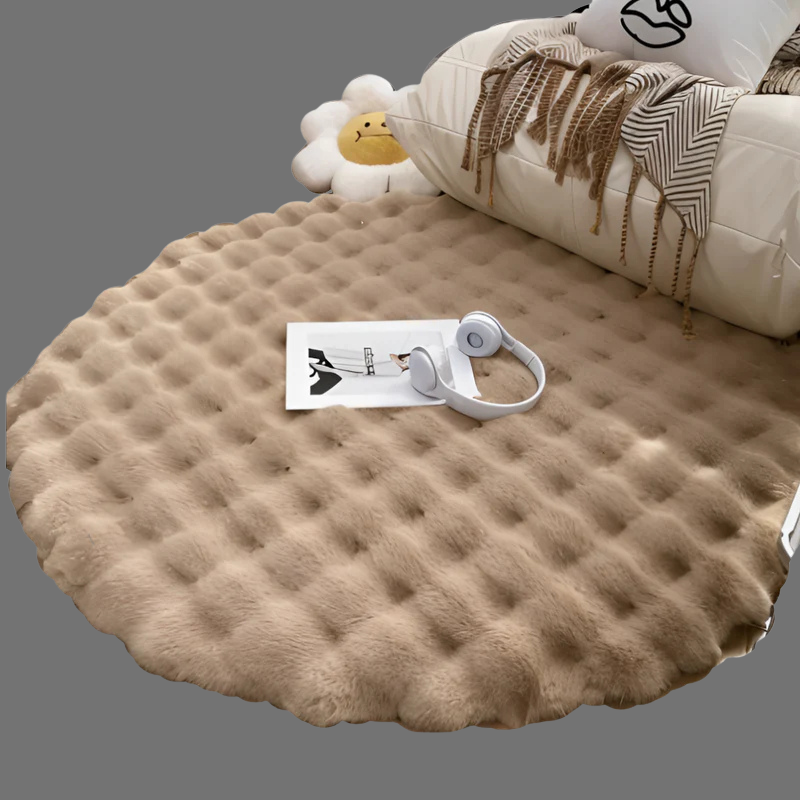 Runder, ultraweicher Plüsch-Fleece-Fußmatte – rutschfest und gemütlich für Zuhause