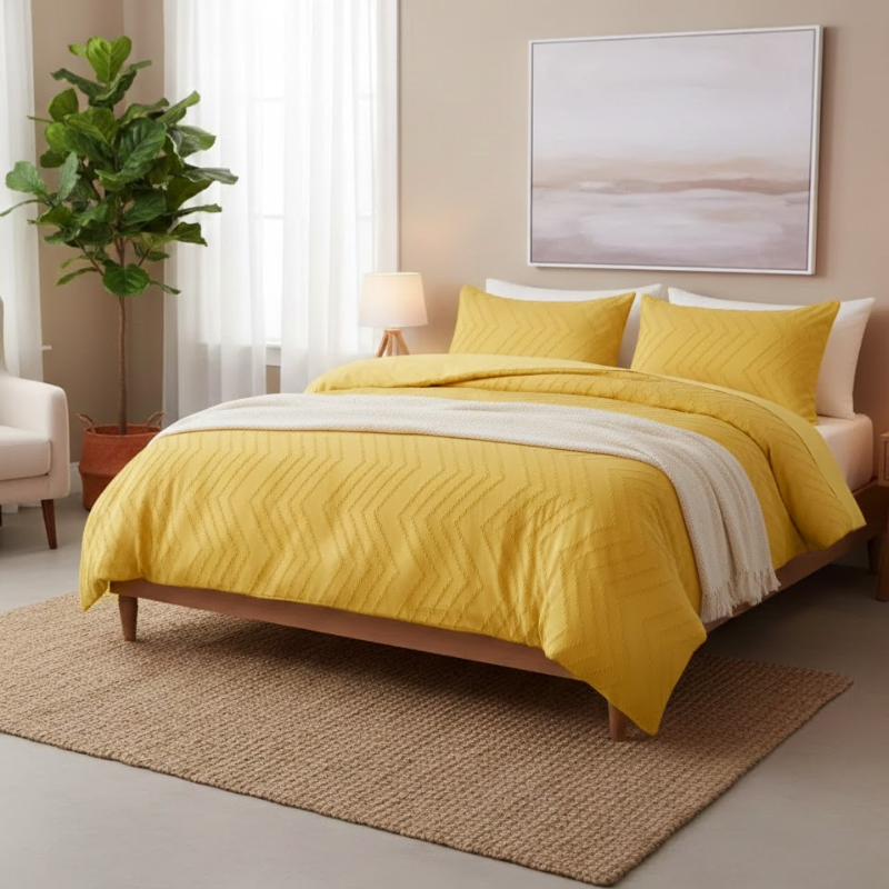 Atmungsaktiver Leinen-Bettbezug – Sommerstreifen, seidig weich und waschbar