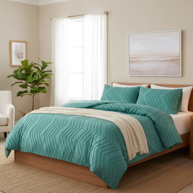 Atmungsaktiver Leinen-Bettbezug – Sommerstreifen, seidig weich und waschbar