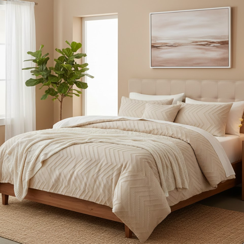 Atmungsaktiver Leinen-Bettbezug – Sommerstreifen, seidig weich und waschbar