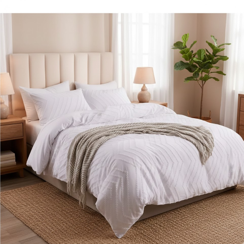 Atmungsaktiver Leinen-Bettbezug – Sommerstreifen, seidig weich und waschbar