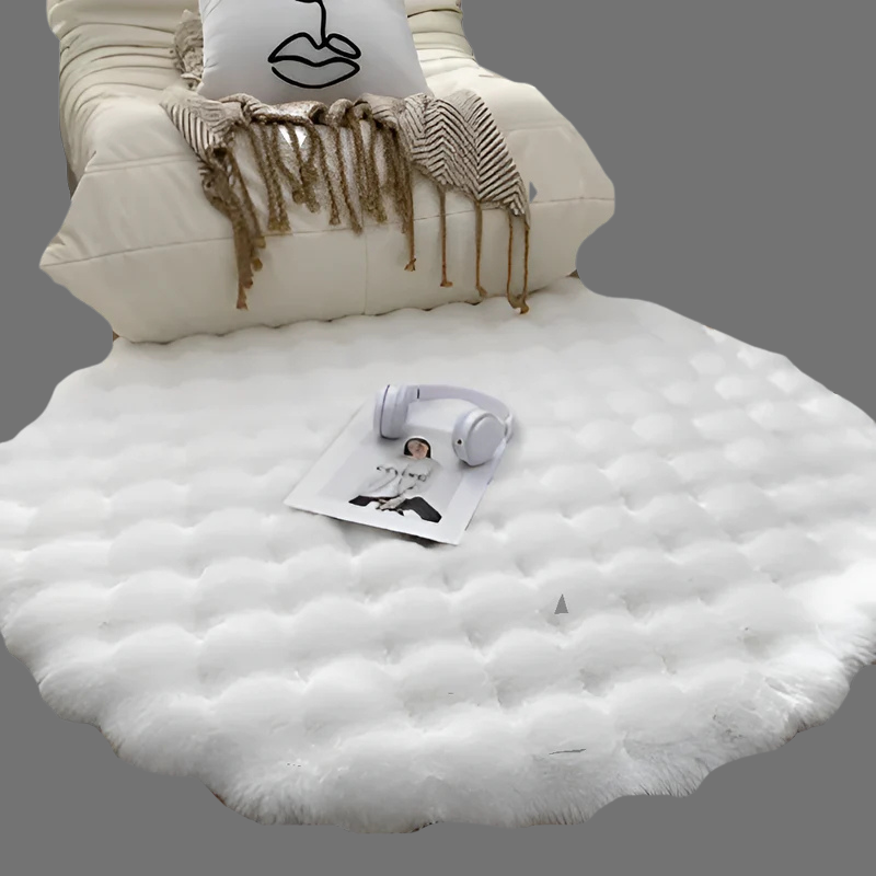 Runder, ultraweicher Plüsch-Fleece-Fußmatte – rutschfest und gemütlich für Zuhause