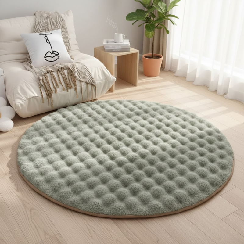 Runder, ultraweicher Plüsch-Fleece-Fußmatte – rutschfest und gemütlich für Zuhause