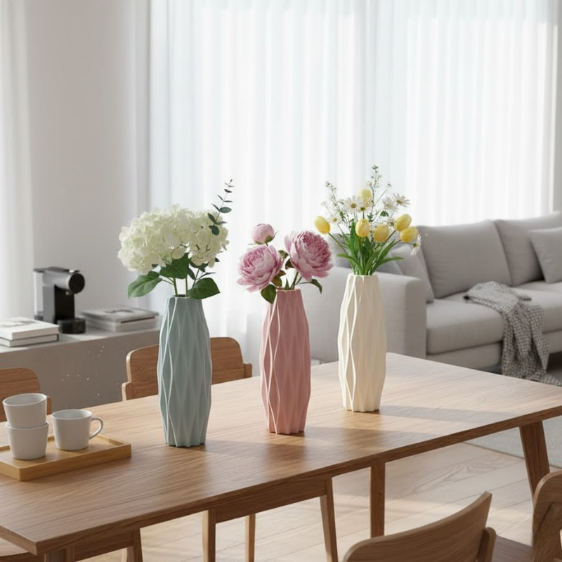 Moderne, eckige, schlanke Vase – elegante Blumendekoration für die Inneneinrichtung