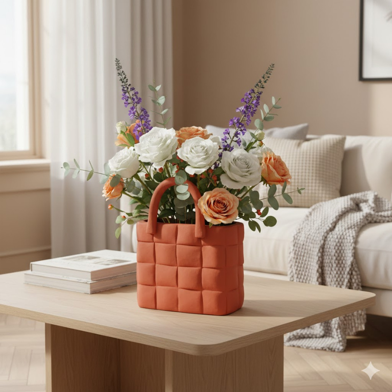 Handgefertigte, strukturierte Vase – Stilvolles Dekorationselement für Innenräume