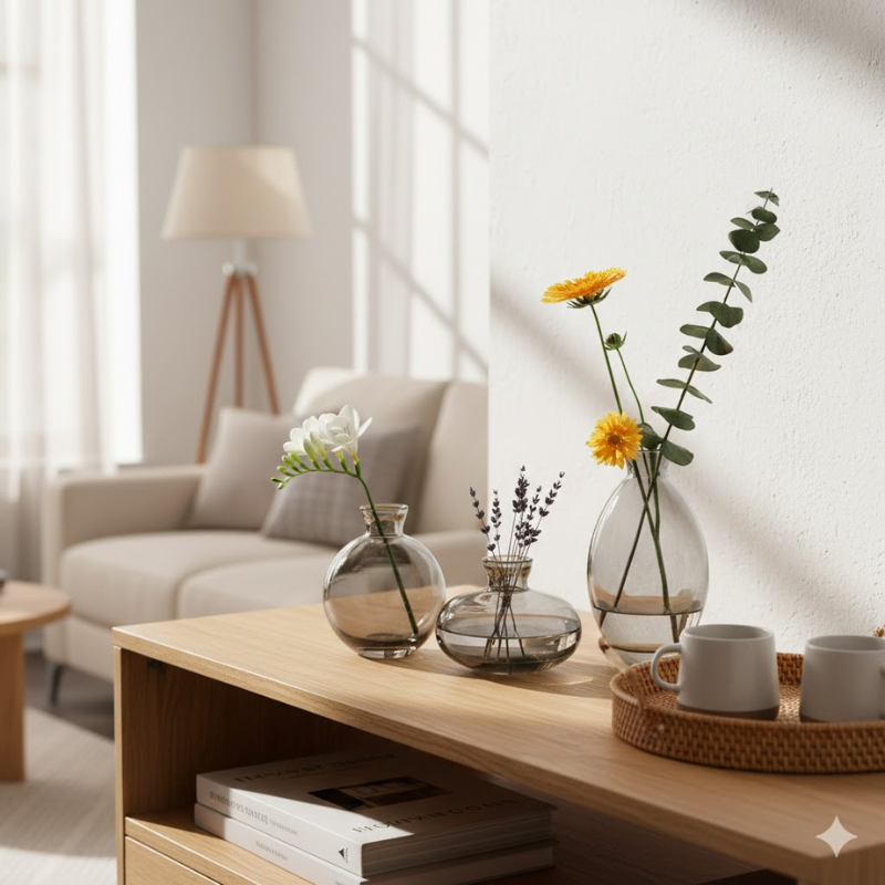 Elegantes Glasvasen-Set – Trio-Wohnaccessoire