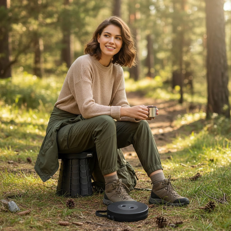 Tragbarer, verstellbarer Teleskophocker – rutschfester Reisesitz