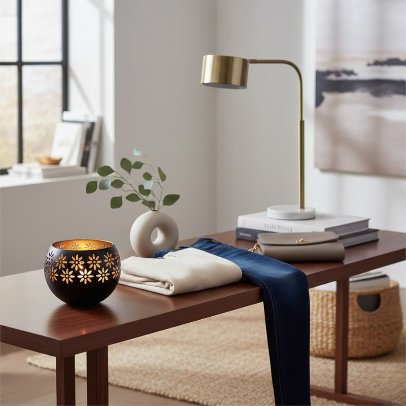 Kerzenlampe mit floralem Muster – Sanftes, dekoratives Licht