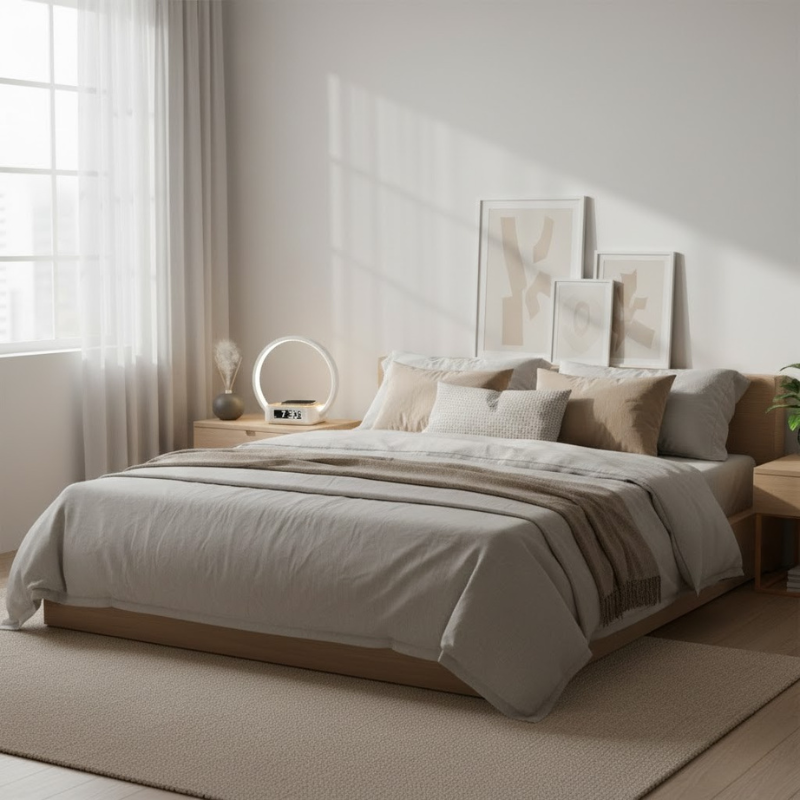 Intelligente Nachttischlampe mit kabellosem Ladegerät – Touch-Steuerung & Uhr