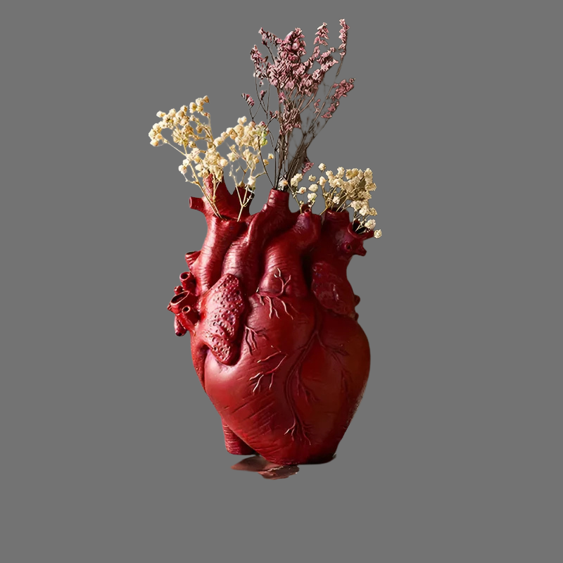 Handgefertigte herzförmige Vase aus Bambus und Holz – Farbenfrohes Wohnaccessoire