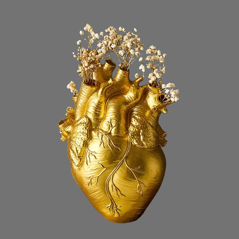 Handgefertigte herzförmige Vase aus Bambus und Holz – Farbenfrohes Wohnaccessoire