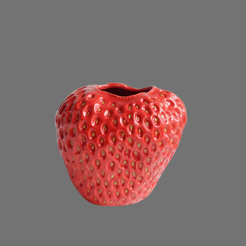 Handgefertigte Erdbeervase aus Keramik – Bezauberndes Blumen-Mittelstück für Zuhause