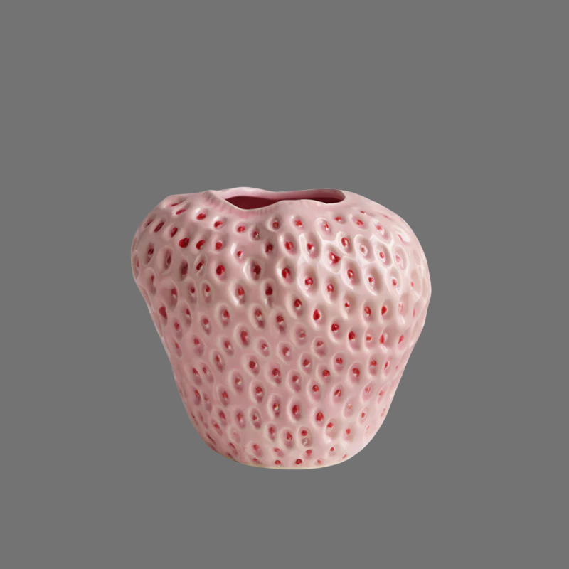 Handgefertigte Erdbeervase aus Keramik – Bezauberndes Blumen-Mittelstück für Zuhause