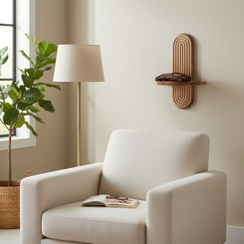 Handgefertigte geometrische Wandregale aus Holz – Stilvoller Boho-Akzent