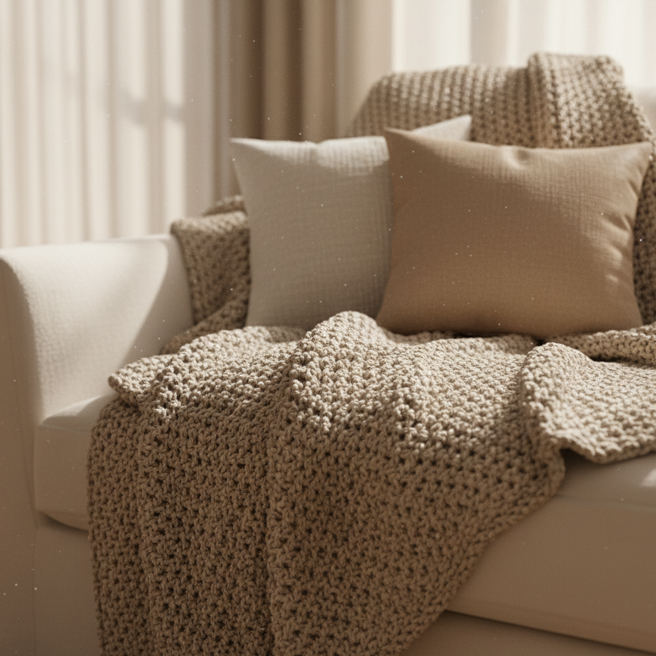 Luxus-Strickdecke (Beige)