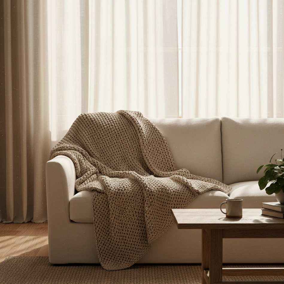 Luxus-Strickdecke (Beige)