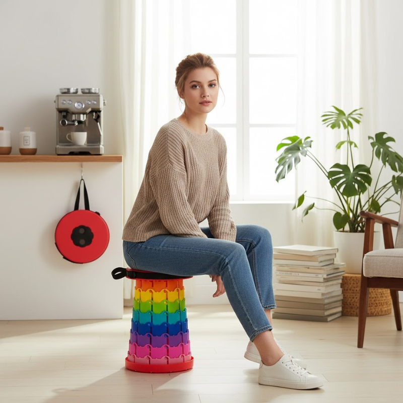 Tragbarer, verstellbarer Teleskophocker – rutschfester Reisesitz