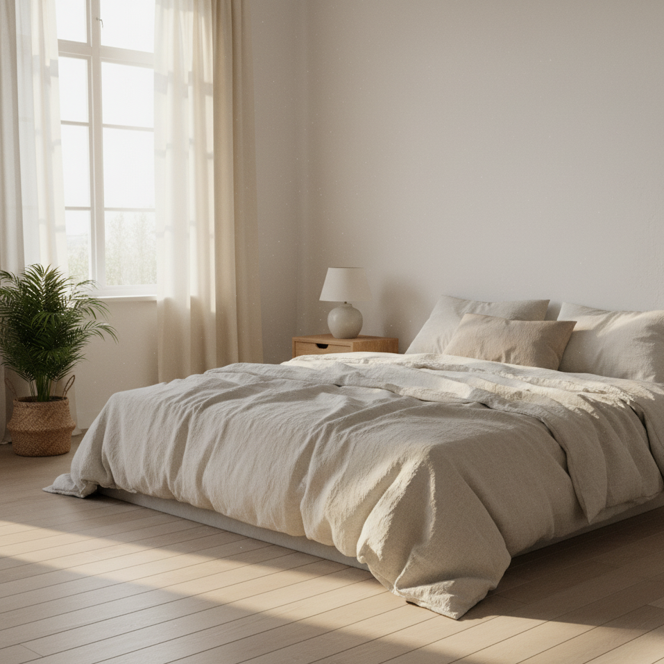 Leinen-Bettwäsche-Set (Offwhite)