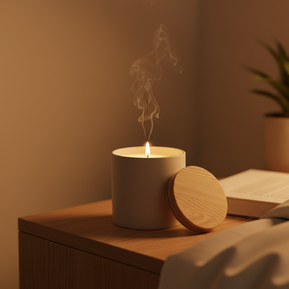 Duftkerze mit Holzdeckel