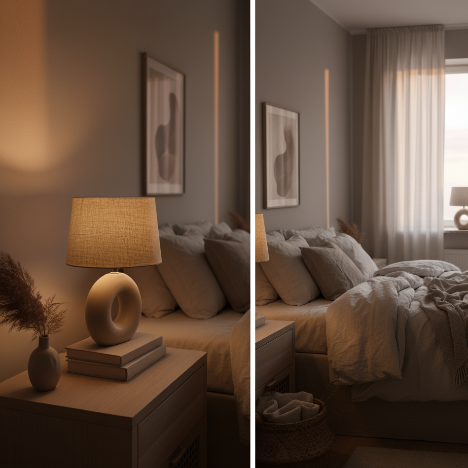 Keramik-Tischlampe (Beige)