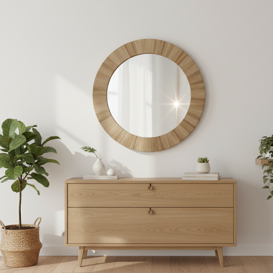 Runder Bambusspiegel