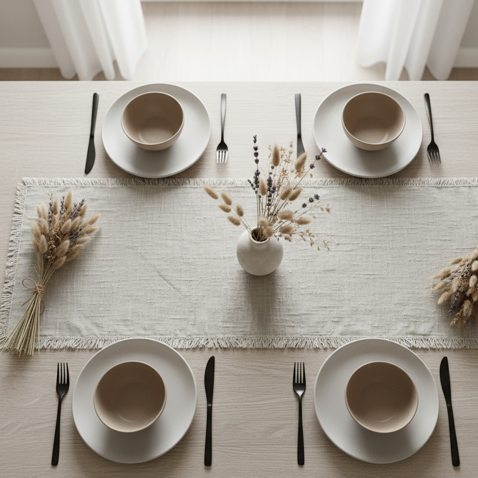 Leinentischläufer mit Rand